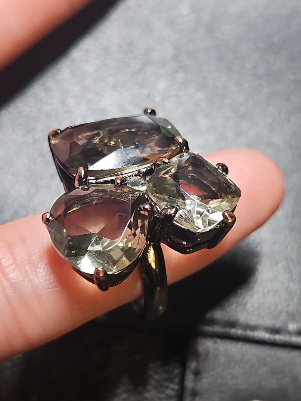 J Crew Smoky Quartz Triple-Stone Statement Ring - Women Jewelry